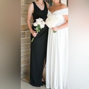 Windsor black formal v-neck crepe wrap dress with slit Small